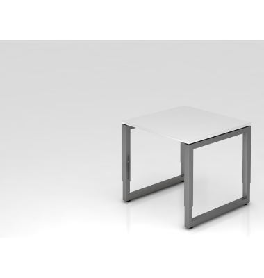 Schreibtisch O-Fu&szlig; eckig 80x80cm Wei&szlig;Graphit