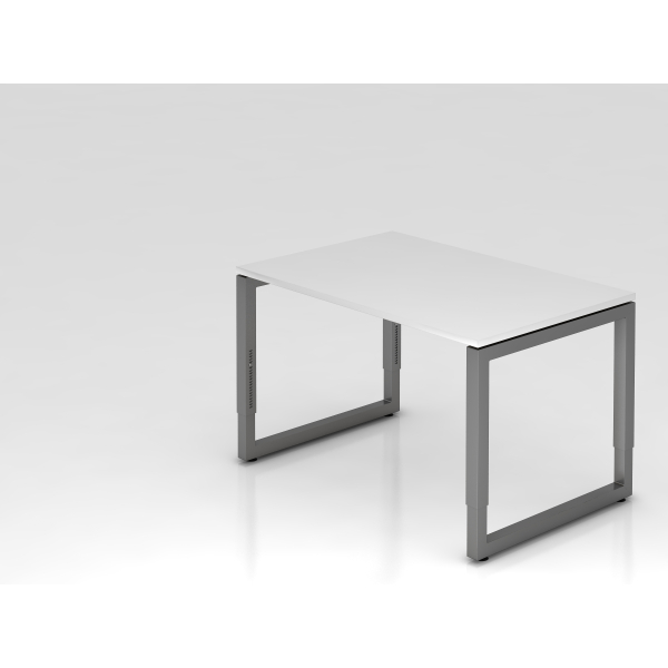 4032062167526 - eurokraft pro Schreibtisch mit Gestell aus Vierkant-Stahlrohr Höhe 650 - 850 mm BxT 1200 x 800 mm weiß   graphit