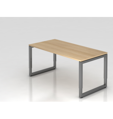 Schreibtisch VRS, manuell h&ouml;henverstellbar, 85cm (H), 160x80cm (BxT), eiche / graphit