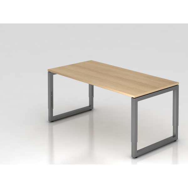 4032062167571 - eurokraft pro Schreibtisch mit Gestell aus Vierkant-Stahlrohr Höhe 650 - 850 mm BxT 1600 x 800 mm Eiche   graphit