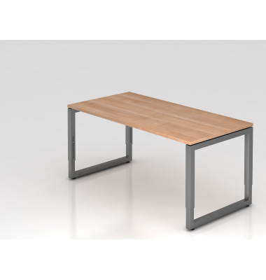 Schreibtisch VRS, manuell h&ouml;henverstellbar, 85cm (H), 160x80cm (BxT), nussbaum / graphit