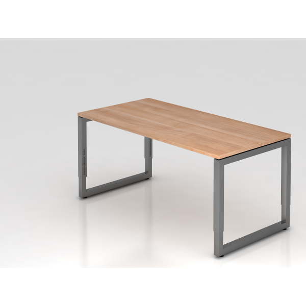 4032062167588 - eurokraft pro Schreibtisch mit Gestell aus Vierkant-Stahlrohr Höhe 650 - 850 mm BxT 1600 x 800 mm Nussbaum   graphit