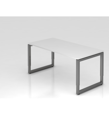 Schreibtisch O-Fu&szlig; eckig 160x80cm Wei&szlig;Graphi