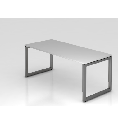 Schreibtisch O-Fu&szlig; eckig 180x80cm GrauGaphit