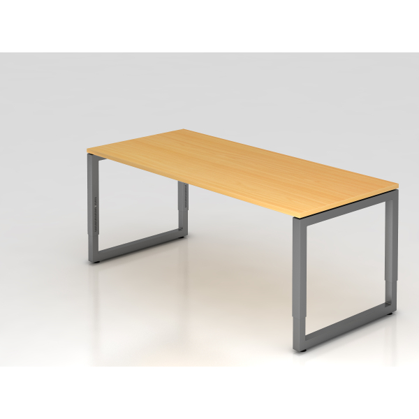 4032062167632 - eurokraft pro Schreibtisch mit Gestell aus Vierkant-Stahlrohr Höhe 650 - 850 mm BxT 1800 x 800 mm Buche   graphit