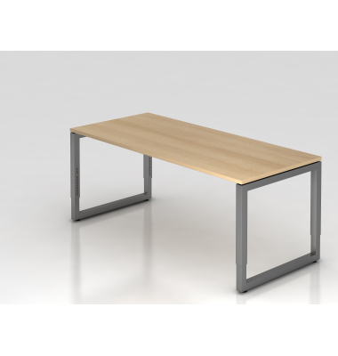 Schreibtisch VRS, manuell h&ouml;henverstellbar, 85cm (H), 180x80cm (BxT), eiche / graphit