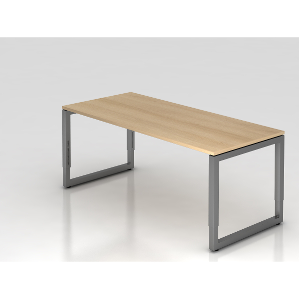 4032062167649 - eurokraft pro Schreibtisch mit Gestell aus Vierkant-Stahlrohr Höhe 650 - 850 mm BxT 1800 x 800 mm Eiche   graphit