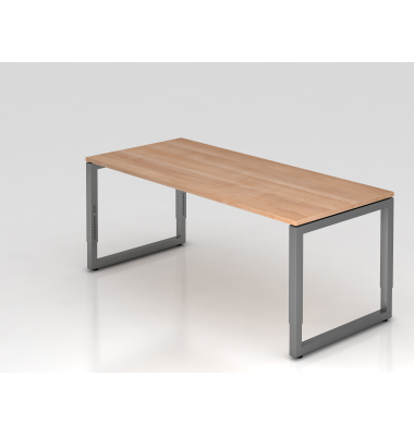 Schreibtisch VRS, manuell h&ouml;henverstellbar, 85cm (H), 180x80cm (BxT), nussbaum / graphit