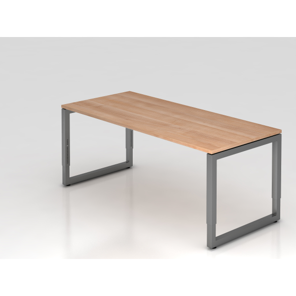 4032062167656 - eurokraft pro Schreibtisch mit Gestell aus Vierkant-Stahlrohr Höhe 650 - 850 mm BxT 1800 x 800 mm Nussbaum   graphit