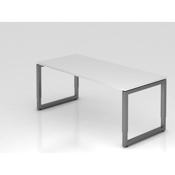 4032062167663 - eurokraft pro Schreibtisch mit Gestell aus Vierkant-Stahlrohr Höhe 650 - 850 mm BxT 1800 x 800 mm weiß   graphit