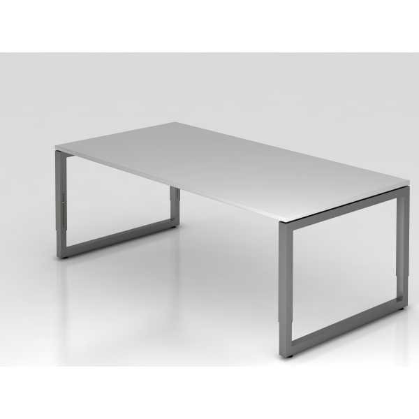 4032062167694 - eurokraft pro Schreibtisch mit Gestell aus Vierkant-Stahlrohr Höhe 650 - 850 mm BxT 2000 x 1000 mm lichtgrau   graphit