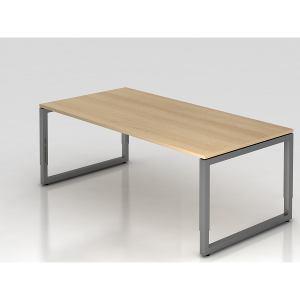 4032062167717 - eurokraft pro Schreibtisch mit Gestell aus Vierkant-Stahlrohr Höhe 650 - 850 mm BxT 2000 x 1000 mm Eiche   graphit