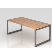 Schreibtisch VRS, manuell h&ouml;henverstellbar, 85cm (H), 200x100cm (BxT), nussbaum / graphit