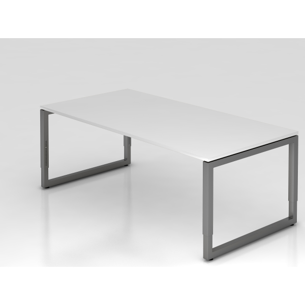 4032062167731 - eurokraft pro Schreibtisch mit Gestell aus Vierkant-Stahlrohr Höhe 650 - 850 mm BxT 2000 x 1000 mm weiß   graphit
