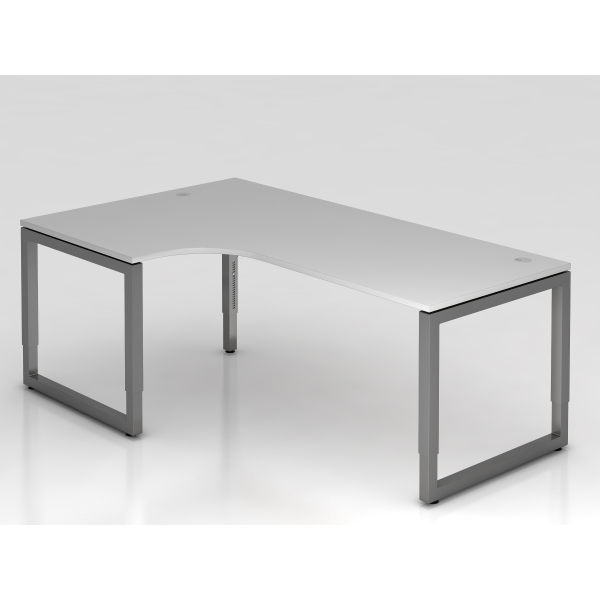4032062167762 - HAMMERBACHER RS82 höhenverstellbarer Schreibtisch lichtgrau L-Form Kufen-Gestell grau 2000 x 800 cm