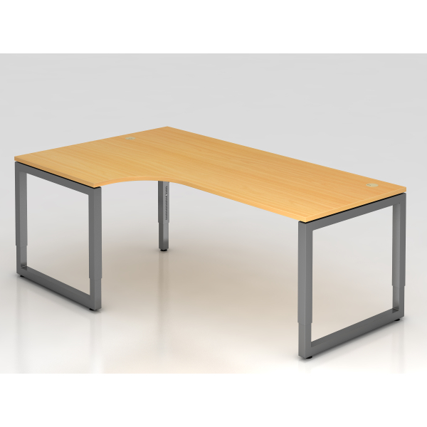 4032062167779 - HAMMERBACHER RS82 höhenverstellbarer Schreibtisch buche L-Form Kufen-Gestell grau 2000 x 1200 cm