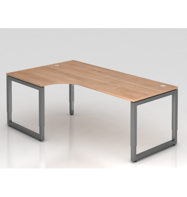 Schreibtisch VRS, manuell h&ouml;henverstellbar, 85cm (H), 200x120cm (BxT), nussbaum / graphit