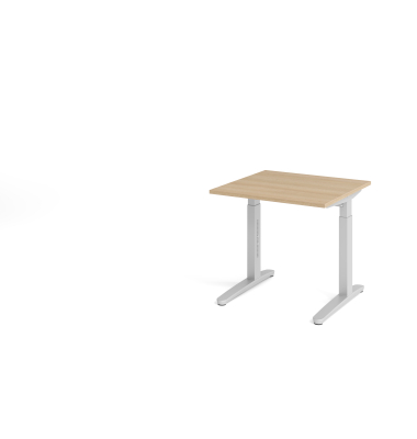 Schreibtisch VXB, manuell h&ouml;henverstellbar, 85cm (H), 80x80cm (BxT), eiche / silber