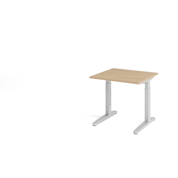 4032062168295 - eurokraft pro ANNY - Schreibtisch mit C-Fußgestell höhenverstellbar 650 - 850 mm Breite 800 mm Eiche   alusilber