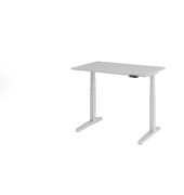 Sitz-Steh-Schreibtisch VXBHM, elektrisch h&ouml;henverstellbar, 129cm (H), 120x80cm (BxT), grau / silber