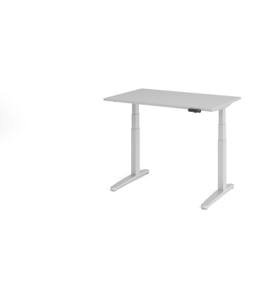 Sitz-Steh-Schreibtisch VXBHM, elektrisch h&ouml;henverstellbar, 129cm (H), 120x80cm (BxT), grau / silber