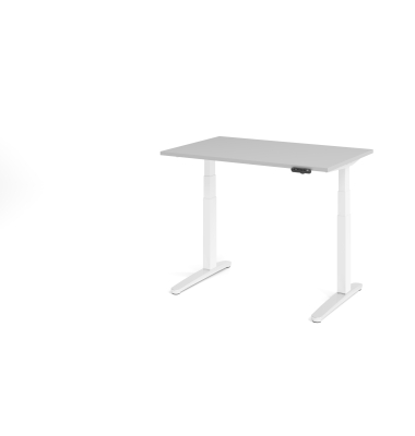 Sitz-Steh-Schreibtisch VXBHM, elektrisch h&ouml;henverstellbar, 129cm (H), 120x80cm (BxT), grau / wei&szlig;