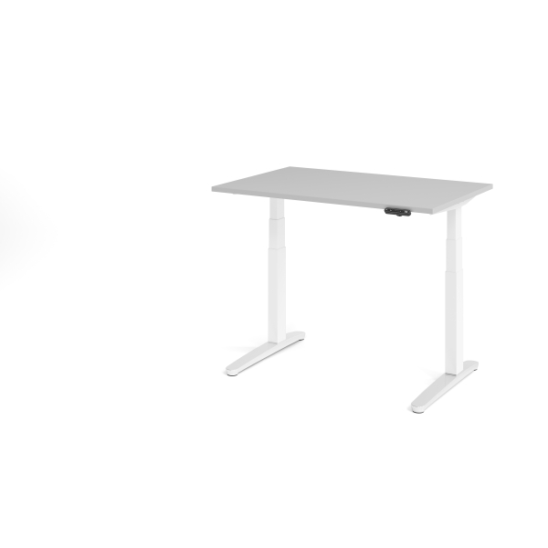 4032062168400 - Sitz-Steh-Schreibtisch VXBHM elektrisch höhenverstellbar 129cm (H) 120x80cm (BxT) Grau   weiß 4032062168400 Hammerbacher