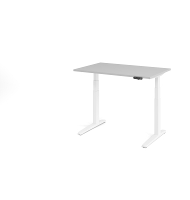 Sitz-Steh-Schreibtisch VXBHM, elektrisch h&ouml;henverstellbar, 129cm (H), 120x80cm (BxT), grau / wei&szlig;