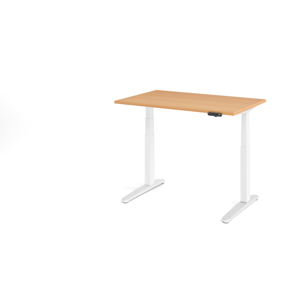4032062168431 - Sitz-Steh-Schreibtisch VXBHM elektrisch höhenverstellbar 129cm (H) buche   weiß 4032062168431 Hammerbacher