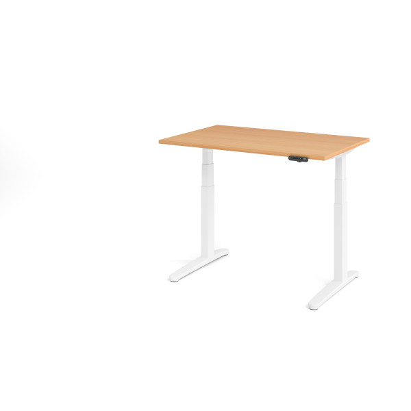 4032062168448 - HAMMERBACHER XBHM12 elektrisch höhenverstellbarer Schreibtisch buche rechteckig C-Fuß-Gestell weiß 1200 x 800 cm