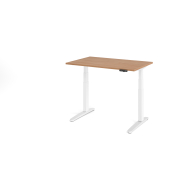 Sitz-Steh-Schreibtisch VXBHM, elektrisch h&ouml;henverstellbar, 129cm (H), 120x80cm (BxT), nussbaum / wei&szlig;
