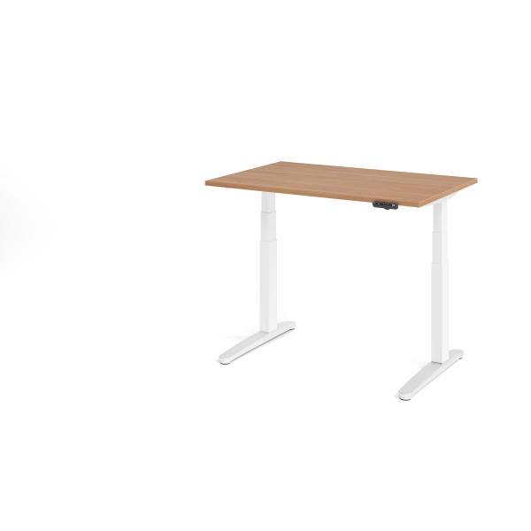 4032062168462 - Sitz-Steh-Schreibtisch VXBHM elektrisch höhenverstellbar 129cm (H) 120x80cm (BxT) Nussbaum   weiß 4032062168462 Hammerbacher