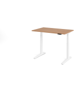 Sitz-Steh-Schreibtisch VXBHM, elektrisch h&ouml;henverstellbar, 129cm (H), 120x80cm (BxT), nussbaum / wei&szlig;