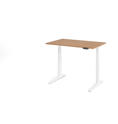 Sitz-Steh-Schreibtisch VXBHM, elektrisch h&ouml;henverstellbar, 129cm (H), 120x80cm (BxT), nussbaum / wei&szlig;