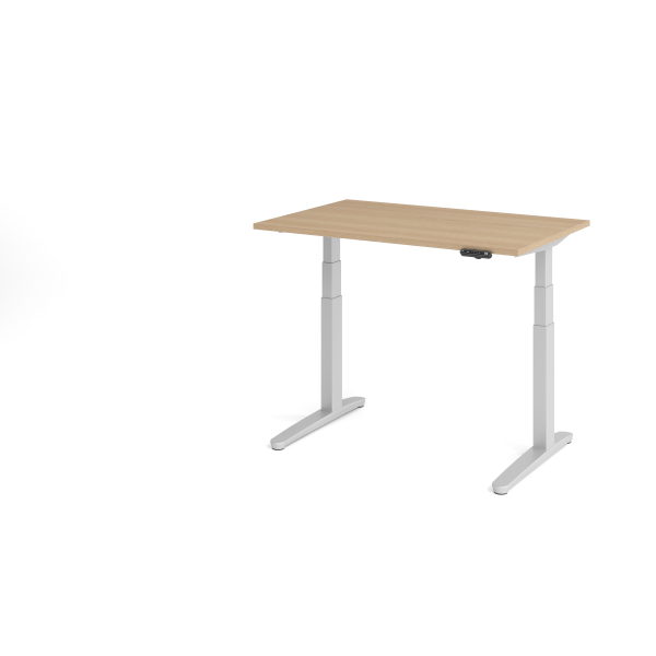 4032062168516 - Sitz-Steh-Schreibtisch VXBHM elektrisch höhenverstellbar 129cm (H) 120x80cm (BxT) Eiche   silber 4032062168516 Hammerbacher