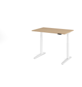 Sitz-Steh-Schreibtisch VXBHM, elektrisch h&ouml;henverstellbar, 129cm (H), 120x80cm (BxT), eiche / wei&szlig;