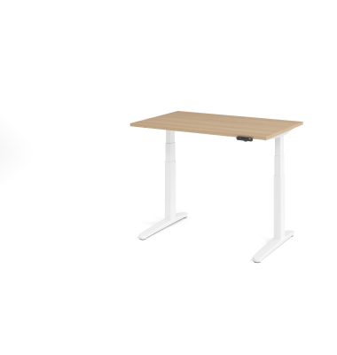 Sitz-Steh-Schreibtisch VXBHM, elektrisch h&ouml;henverstellbar, 129cm (H), 120x80cm (BxT), eiche / wei&szlig;