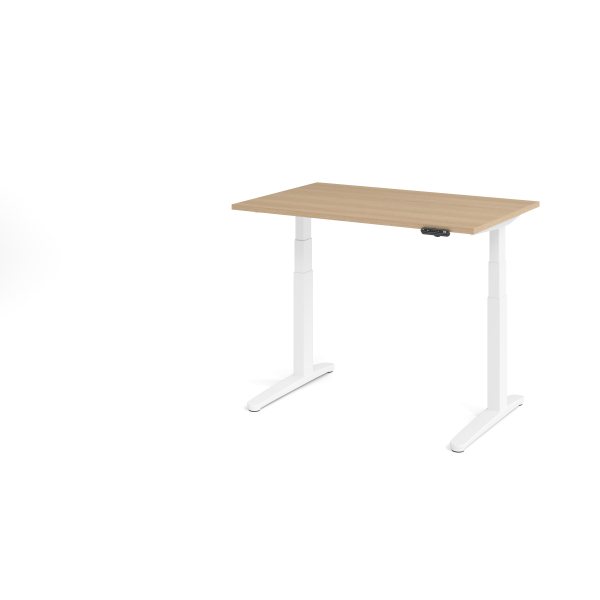 4032062168530 - Sitz-Steh-Schreibtisch VXBHM elektrisch höhenverstellbar 129cm (H) 120x80cm (BxT) Eiche   weiß 4032062168530 Hammerbacher