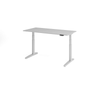 Sitz-Steh-Schreibtisch VXBHM, elektrisch h&ouml;henverstellbar, 129cm (H), 160x80cm (BxT), grau / silber