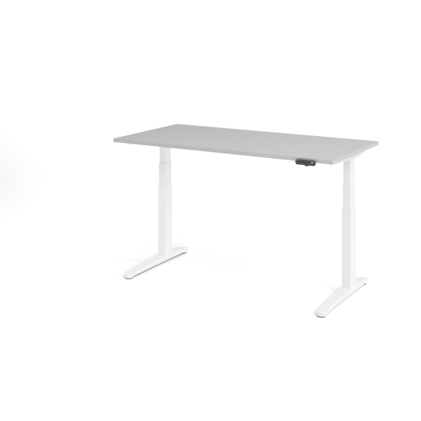 4032062168615 - HAMMERBACHER XBHM16 elektrisch höhenverstellbarer Schreibtisch lichtgrau rechteckig C-Fuß-Gestell weiß 1600 x 800 cm