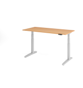 Sitz-Steh-Schreibtisch VXBHM, elektrisch h&ouml;henverstellbar, 129cm (H), 160x80cm (BxT), buche / silber