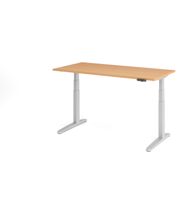 Sitz-Steh-Schreibtisch VXBHM, elektrisch h&ouml;henverstellbar, 129cm (H), 160x80cm (BxT), buche / silber