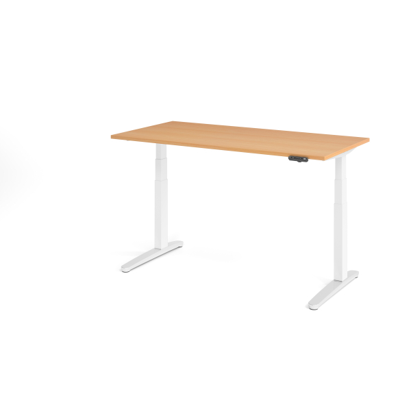 4032062168639 - Sitz-Steh-Schreibtisch VXBHM elektrisch höhenverstellbar 129cm (H) buche   weiß 4032062168639 Hammerbacher