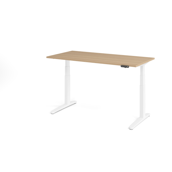 4032062168660 - Sitz-Steh-Schreibtisch VXBHM elektrisch höhenverstellbar 129cm (H) 160x80cm (BxT) Eiche   weiß 4032062168660 Hammerbacher