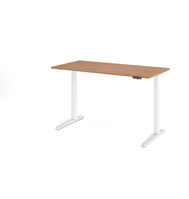 Sitz-Steh-Schreibtisch VXBHM, elektrisch h&ouml;henverstellbar, 129cm (H), 160x80cm (BxT), nussbaum / wei&szlig;