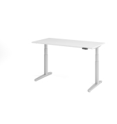 Sitz-Steh-Schreibtisch VXBHM, elektrisch h&ouml;henverstellbar, 129cm (H), 160x80cm (BxT), wei&szlig; / silber