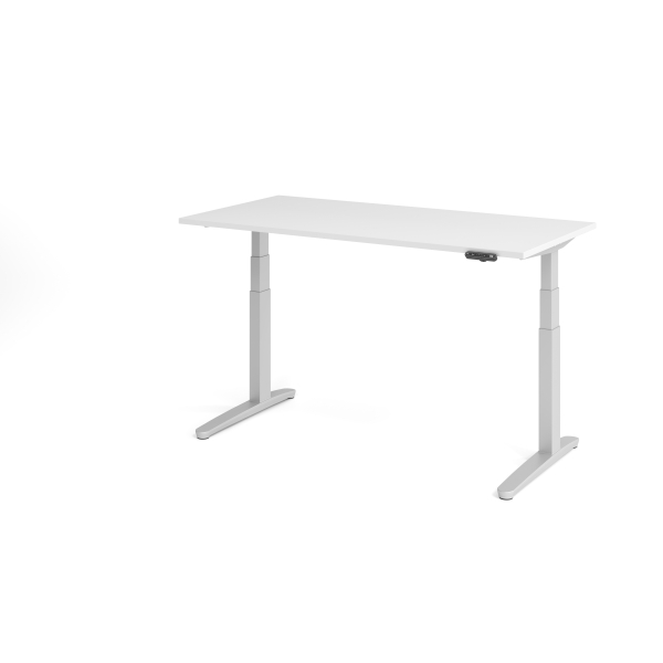 4032062168707 - Sitz-Steh-Schreibtisch VXBHM elektrisch höhenverstellbar 129cm (H) 160x80cm (BxT) Weiß   silber 4032062168707 Hammerbacher
