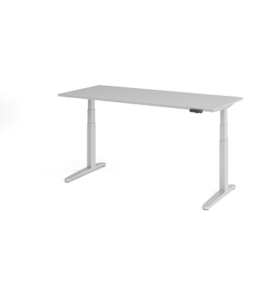 Sitz-Steh-Schreibtisch VXBHM, elektrisch h&ouml;henverstellbar, 129cm (H), 180x80cm (BxT), grau / silber