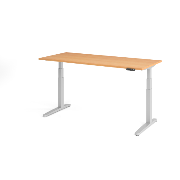 4032062168813 - HAMMERBACHER XBHM19 elektrisch höhenverstellbarer Schreibtisch buche rechteckig C-Fuß-Gestell silber 1800 x 800 cm
