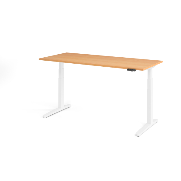 4032062168837 - HAMMERBACHER XBHM19 elektrisch höhenverstellbarer Schreibtisch buche rechteckig C-Fuß-Gestell weiß 1800 x 800 cm